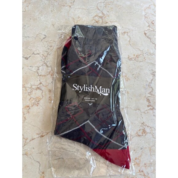 StylishMan Mens 10-13 Silver Geometric Socks  70% Cotton 27% Nylon 3% Lycra  Mac - Picture 6 of 6